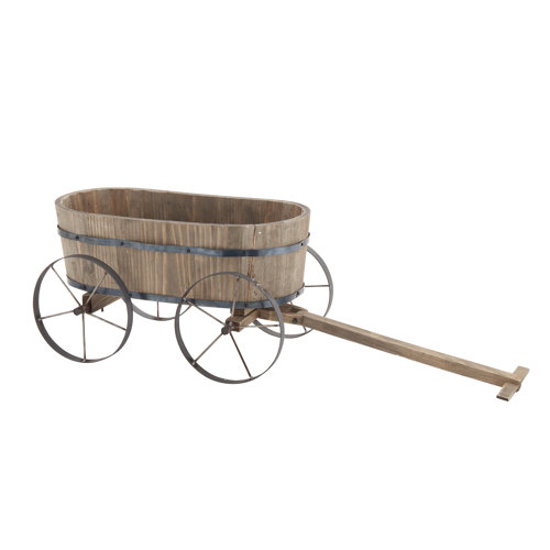 Woodland Imports Attractive Wood / Metal Wagon Planter & Reviews Wayfair