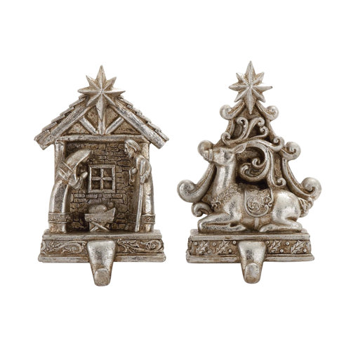 2 Piece Nativity and Reindeer Stocking Holder Set Wayfair
