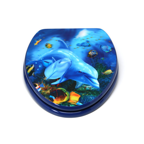 Topseat 3D Ocean Series Dolphin Mother and Calf Elongated Toilet Seat
