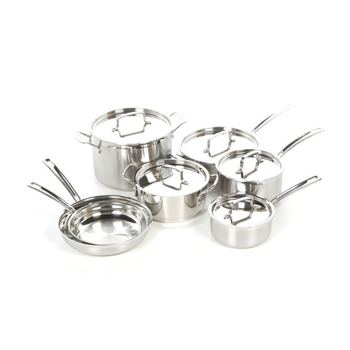 Meyer 6 piece stainless steel pan set in, cuisinart multiclad stainless cookware set bocelli