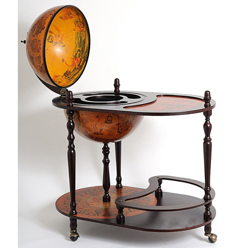 Old Modern Handicrafts Globe Drinks Trolley 420mm-Red