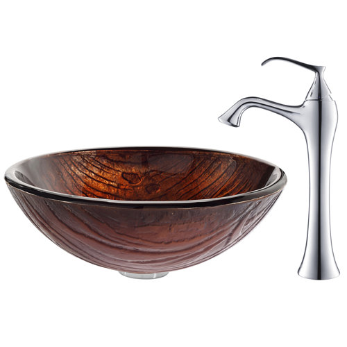 Titania Glass Vessel Sink with Ventus Faucet Wayfair Supply