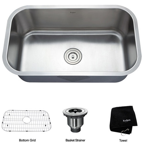 Kraus Stainless Steel 16 Gauge Undermount 30" Single Bowl Kitchen Sink