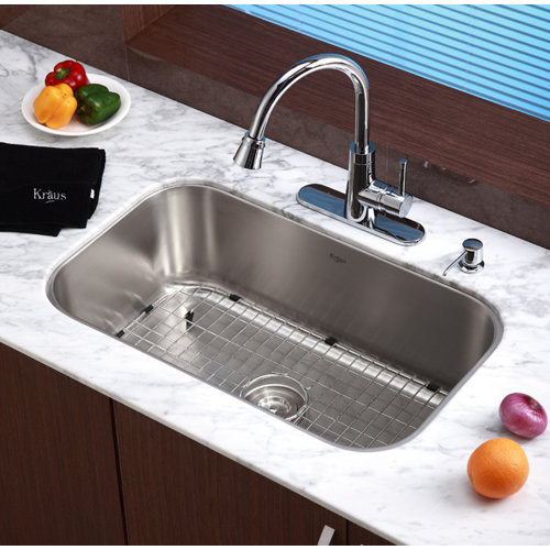 Kraus Stainless Steel 16 Gauge Undermount 30" Single Bowl Kitchen Sink