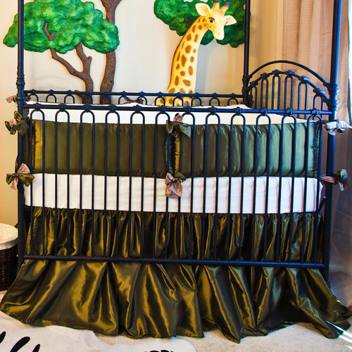 Olive Green Taffeta 3 Piece Crib Bedding Set with Bows Wayfair