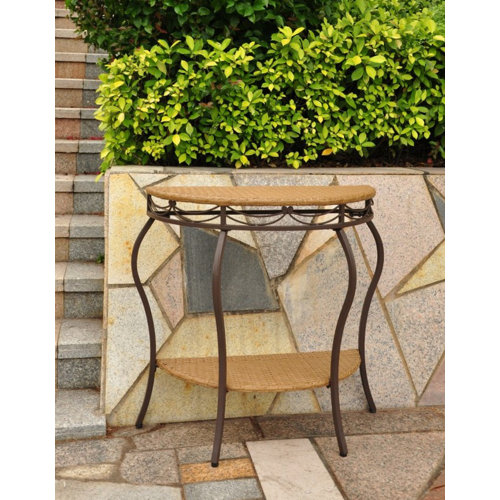 International Caravan Valencia Half Moon Wicker Resin 2Tier Patio Table & Reviews Wayfair