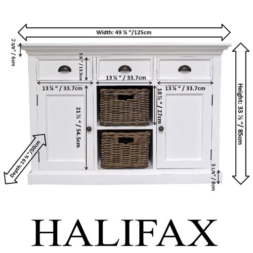 Infinita Corporation Halifax 3 Drawer Buffet Dresser with 2 Rattan
