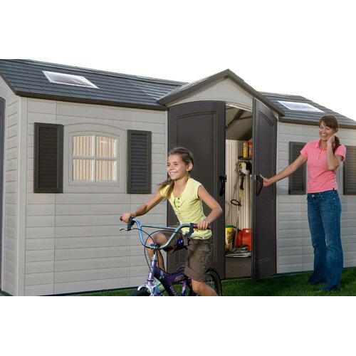 Lifetime Dual Entry 7.5ft. W x 14.5ft. D Steel and Plastic Garden Shed