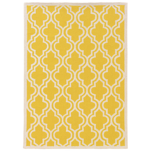 Linon Rugs Silhouette Yellow Quatrefoil Rug