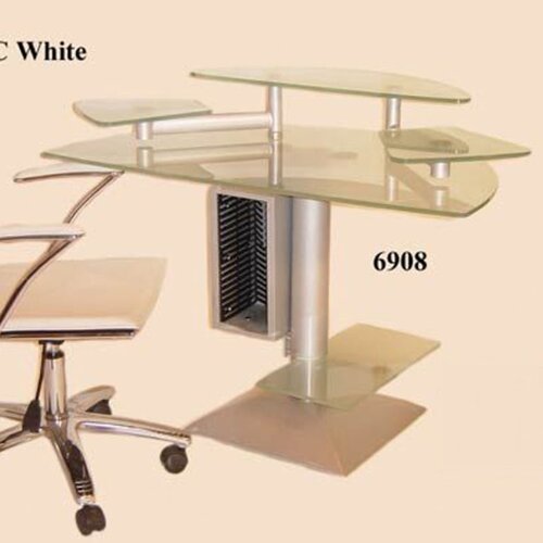 Chintaly Frosted Glass Computer Desk With Swivel Arms On Popscreen