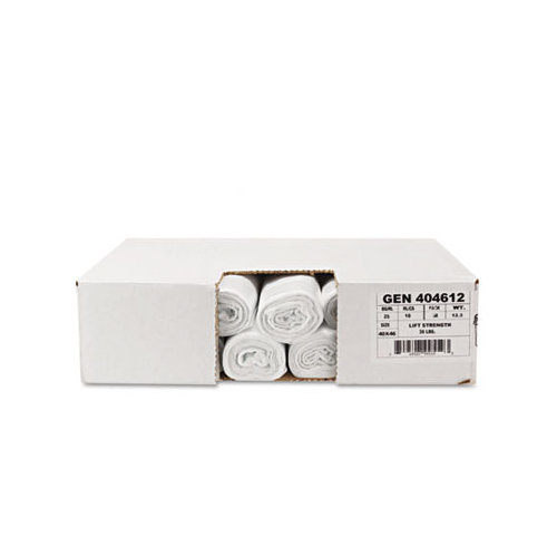 Whitehall Hi-Density Can Liners, 24 x 23, 6 mic, Clear, 20 Rolls of 50 Bags, 1000/Carton
