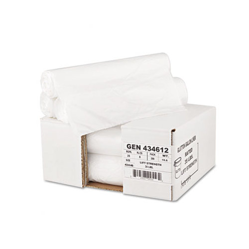 Whitehall Hi-Density Can Liners, 24 x 23, 6 mic, Clear, 20 Rolls of 50 Bags, 1000/Carton