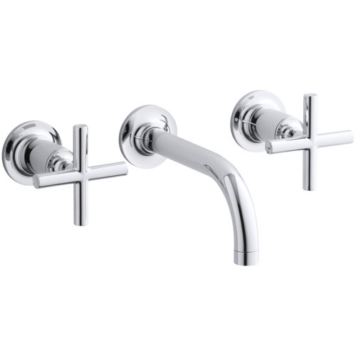 Kohler Purist Wall-Mount Bathroom Faucet Trim with Cross Handles and 9 ...
