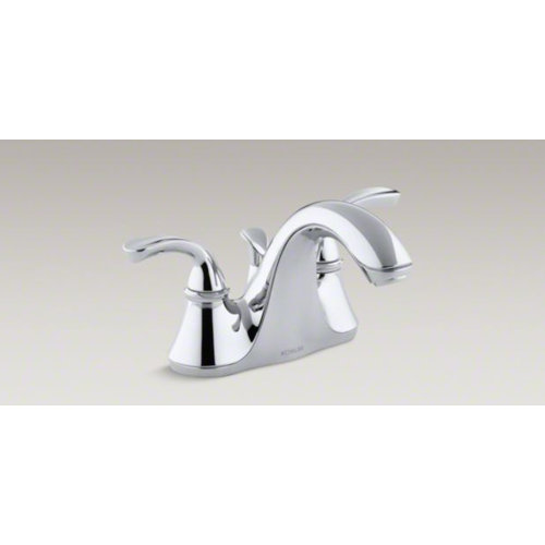 Kohler Forte Sculpted Centerset Bathroom Sink Faucet and Plastic Drain