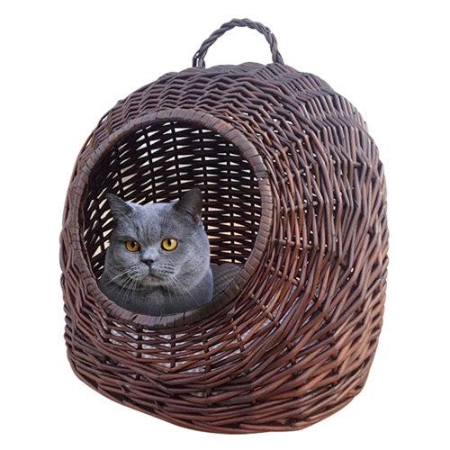 Round Wicker Cat Bed with Carrying Handle Wayfair
