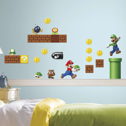Room Mates 45 Piece Nintendo Super Mario Build a Scene Peel and Stick Wall Decal Set & Reviews