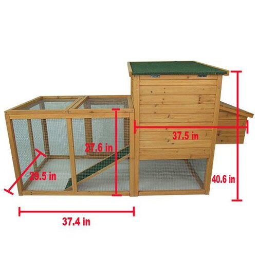 Aosom Pawhut 75" Deluxe Wooden Chicken Coop Hen House with Outdoor Run 