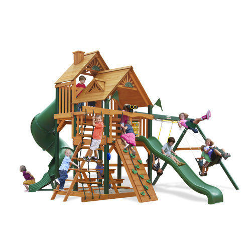 Gorilla Playsets Great Skye I Swing Set with Wood Roof Canopy & Reviews