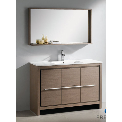  48quot; Single Modern Bathroom Vanity Set with Mirror amp; Reviews  Wa