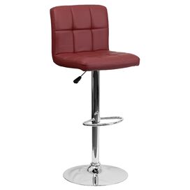 Contemporary Quilted Vinyl Adjustable Height Bar Stool