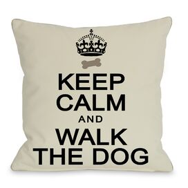 Doggy Décor Keep Calm and Walk The Dog Polyester Throw Pillow