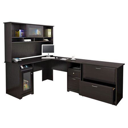 Cabot L-Shaped Desk with Hutch & Lateral File in Espresso