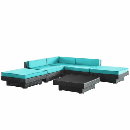 Laguna 6 Piece Seating Group in Espresso with Turquoise Cushions