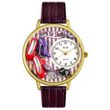 Whimsical WatchesUnisex Shoe Shopper Purple Leather and Goldtone Watch in Gold-image