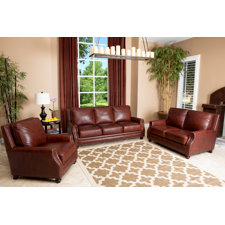 Bel Air 3 Piece Hand Rubbed Leather Sofa, Loveseat, and Armchair image