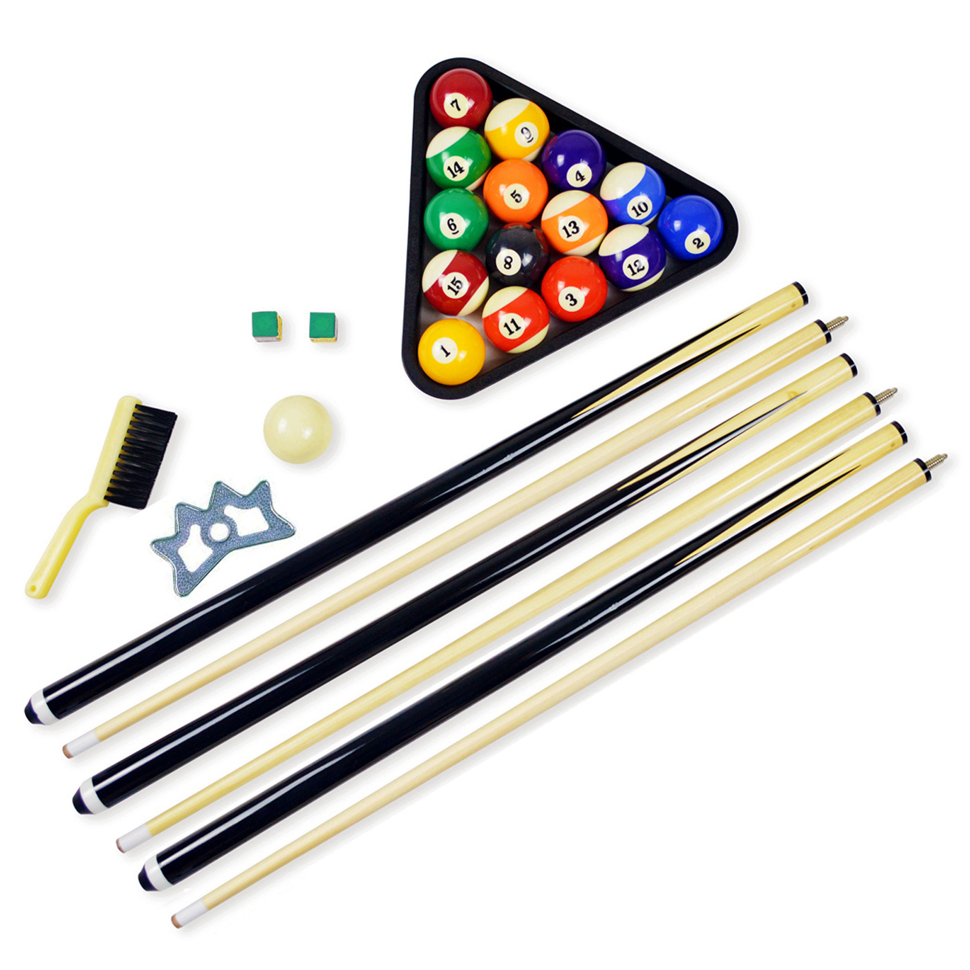 pool-table-accessories-billiard-balls-set-cue-sticks-chalk-rack-bridge