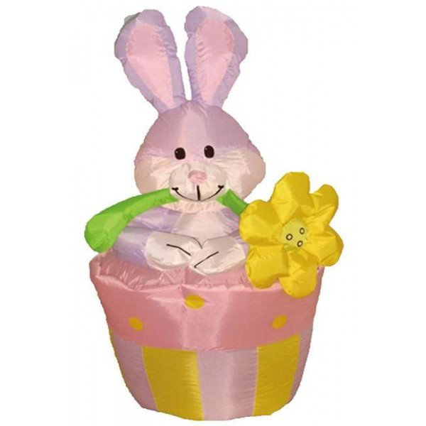 Easter Inflatable Rabbit on Flowerpot Decoration