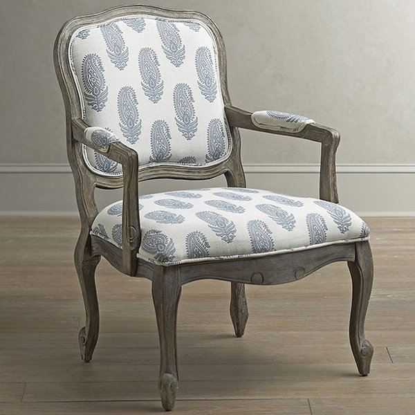 Birch Lane Stratton Arm Chair, Blue Paisley