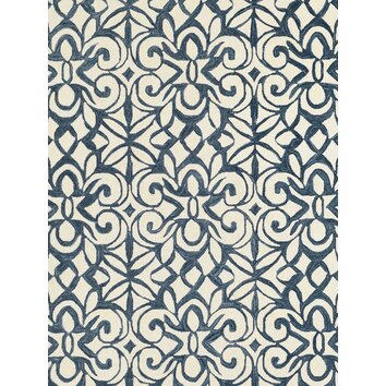 Chandelier Wool Micro Hooked Ivory/Ink Blue Area Rug