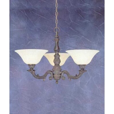 Toltec Lighting Olde Manor 3 Light Chandelier with Marble Glass