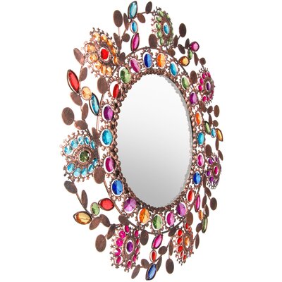 Oriental Furniture Flowing Leaves and Flowers Beaded Mirror