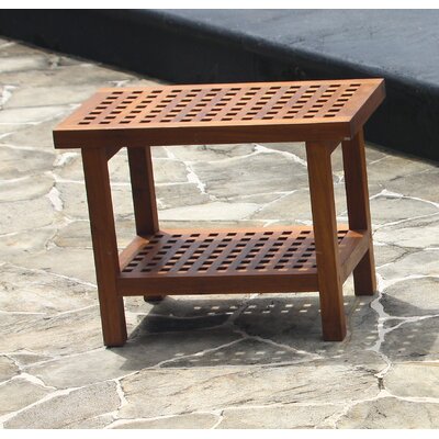 Aqua Teak Grate Teak Shower Bench with Shelf