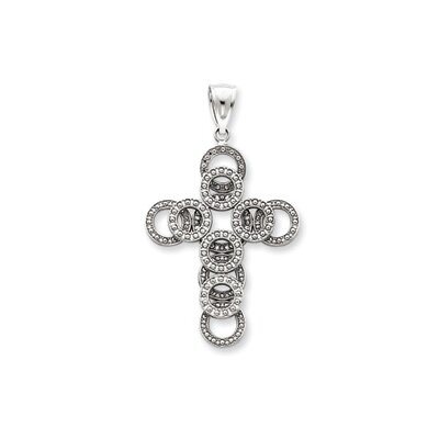 Jewelryweb 14k White Gold Infinity Cross Pendant