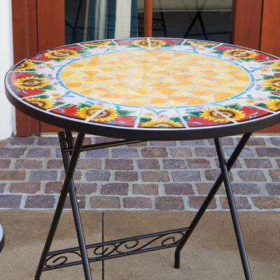 RST Outdoor Red Sunflower Burst Decorative 3 Piece Bistro Set