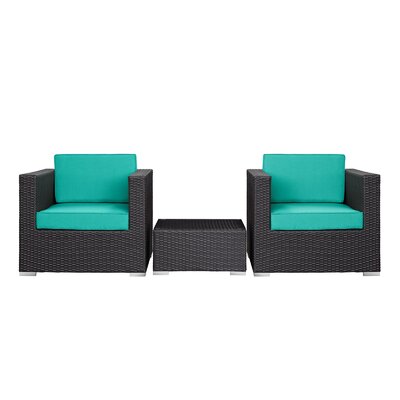 Modway Burrow 3 Piece Deep Seating Group with Cushion