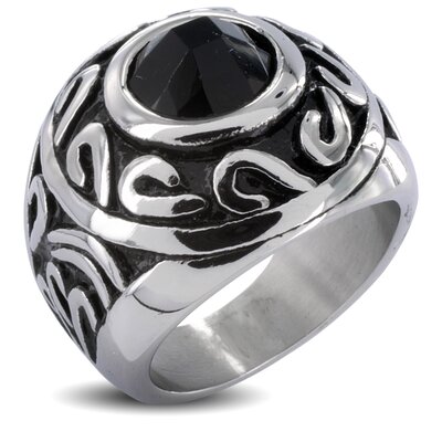 West Coast Jewelry Mens Stainless Steel Round Cubic Zirconia Single