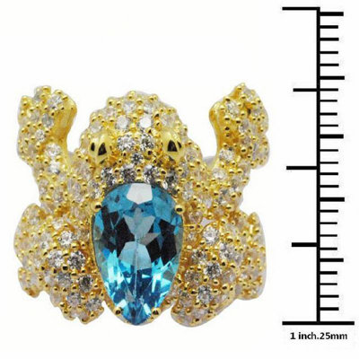 DeBuman 18K Gold and Sterling Silver Pear Swiss Topaz and Round Zircon