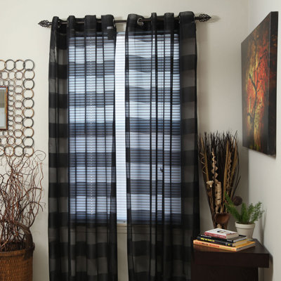 Violet Linen Royal Plaid Curtain Panel