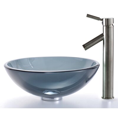 Kraus Bathroom Combos Snake Glass Vessel Bathroom Sink with Sheven