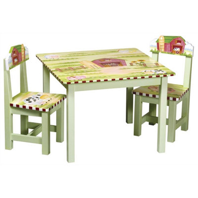 Guidecraft Little Farmhouse Kids 3 Piece Table and Chair Set