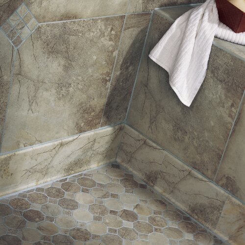 Daltile Aspen Lodge 12 x 12 Octagon Dot Mosaic Field Tile in Shadow