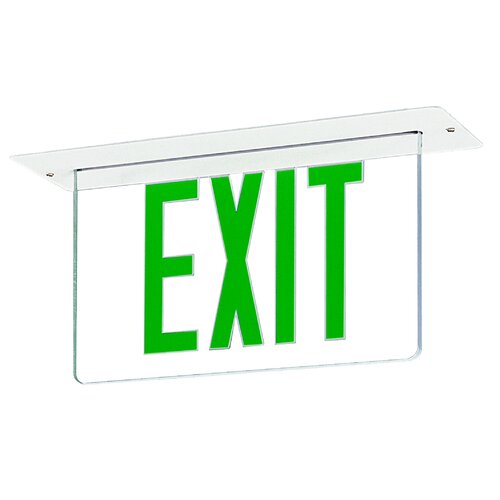 Royal Pacific Single Edge Recessed LED Exit Sign Light in Green