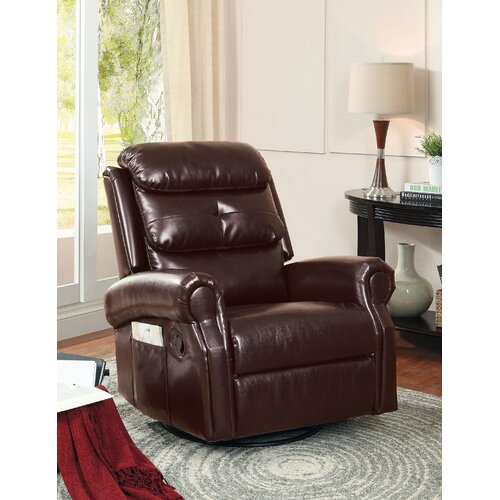 Hokku Designs Portiere Bonded Leather Swivel Recliner