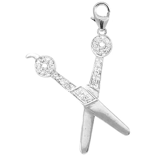 EZ Charms 14K White Gold Diamond Scissors Charm