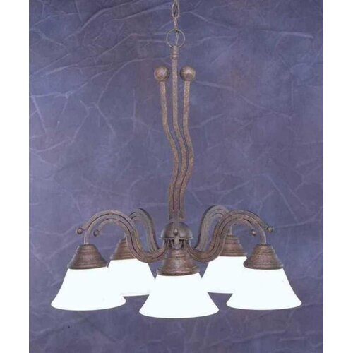 Toltec Lighting Wave 5 Light Chandelier with Marble Glass Shade