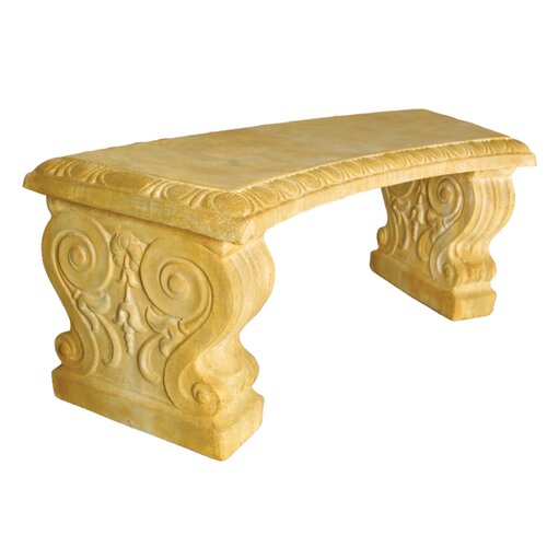 OrlandiStatuary Furniture Short Curved Stone Garden Bench